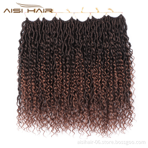 Aisi Hair Goddess Faux Locs Crochet Braids Hair Synthetic Brown Loose Wave Braids Hairpieces Extensions For Black Women